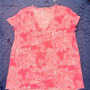 Lilly Pulitzer Etta V-Neck Tee - PB Anniversary Toile